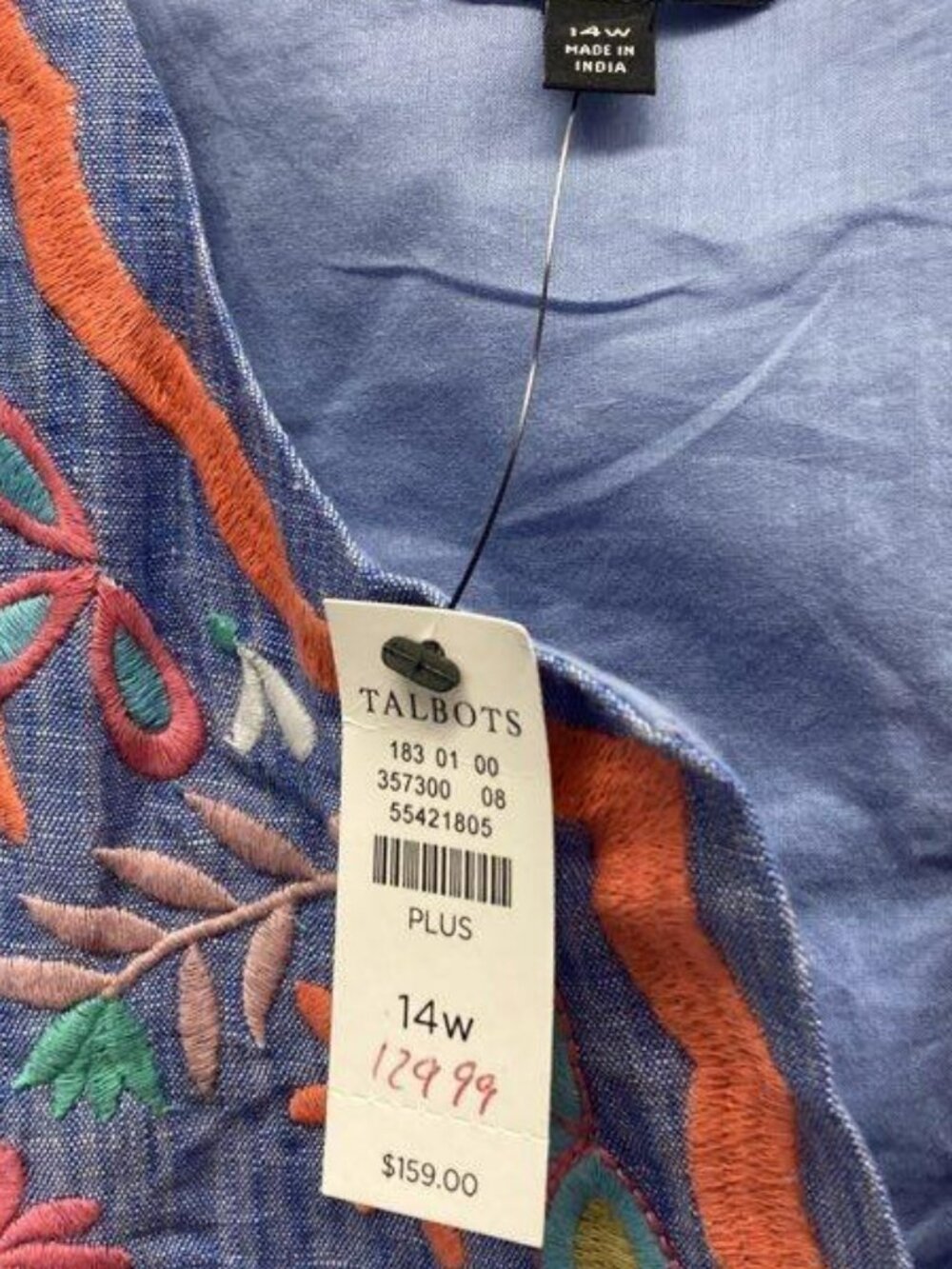 Embroidered Linen Shift Dress - Picture 6 of 8
